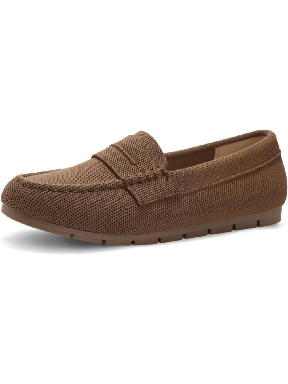 Women's Light Coffee Comfortable Slip on Dressy Casual Walking Loafer Flat Shoes